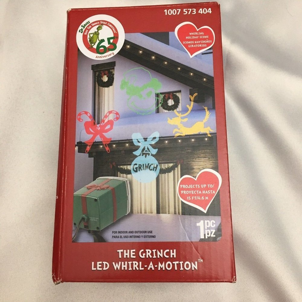 Christmas Dr. Seuss THE GRINCH Light Show LED Whirl A Motion Projector Gemmy NEW